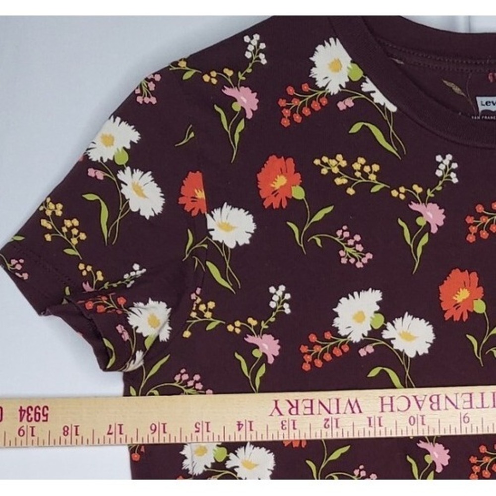 Levi's‎ Floral T-Shirt Women Small Cotton Floral Short Sleeve Pocket Crew - Picture 4 of 7